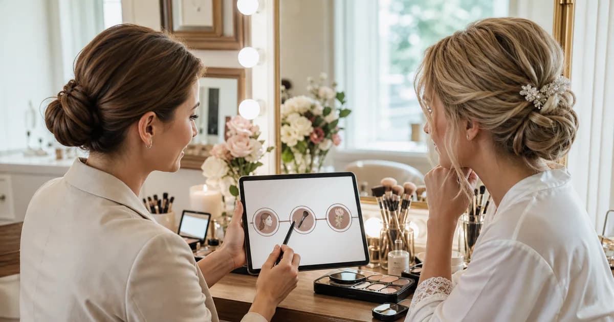 Make-up-Artist plant Beratung, Probelook und Eventtag mit einer Brautkundin