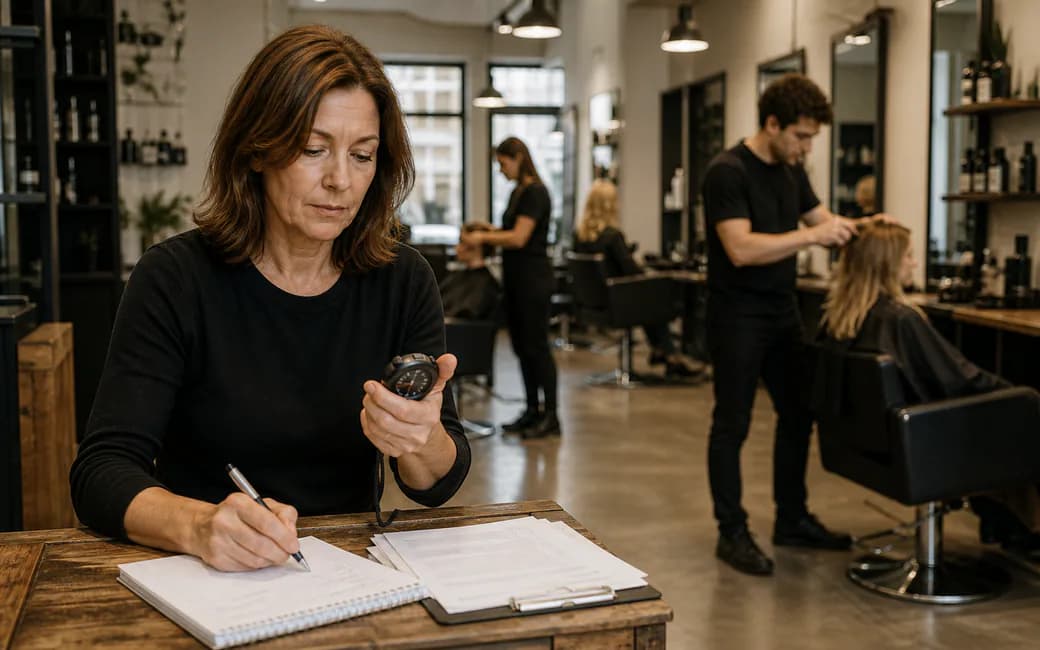 Praxisnahe Arbeitssituation zu Salon-Auslastung und Profitabilität: die Kennzahlen hinter einem vollen Kalender in einem modernen deutschen Salon