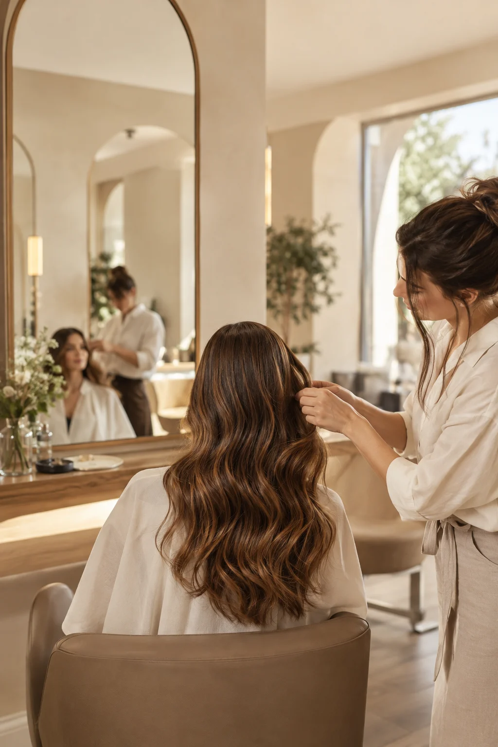 Persönliches Haarstyling in einem hellen, warm gestalteten Salon